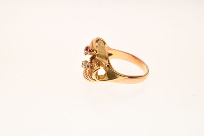 Lot 2 - Ruby (synthetic) and white stone dress ring