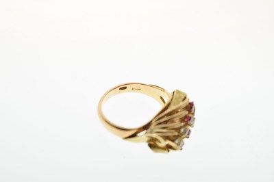 Lot 2 - Ruby (synthetic) and white stone dress ring