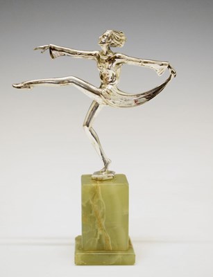 Lot 166 - Josef Lorenzl (Austrian) - Art Deco silvered bronze figure of a dancer