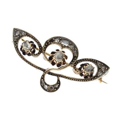 Lot 83 - Late 19th century Art Nouveau rose cut diamond brooch