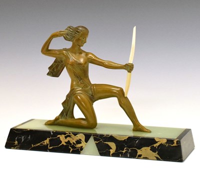Lot 165 - Art Deco bronze figure of Diana the Huntress