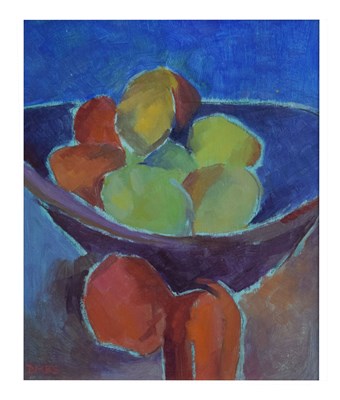 Lot 595 - Diana Bourdon Smith - Oil on board - Still life of fruit