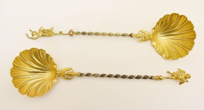 Lot 287 - Two Continental parcel-gilt white-metal spoons