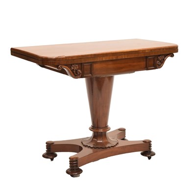 Lot 704 - Early Victorian mahogany fold-over pedestal card table