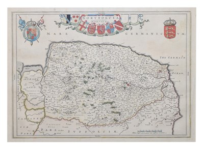 Lot 571 - Johannes Blaeu - 17th century hand-coloured county map of Norfolk