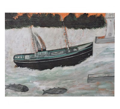 Lot 626 - Limited edition print after Alfred Wallis - Lighthouse with trawler and fish