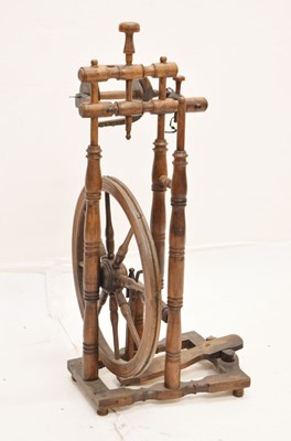 Lot 761 - 19th century treen spinning wheel