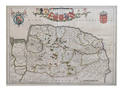 Lot 573 - Johannes Blaeu 17th century county map of Norfolk 1662