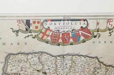 Lot 573 - Johannes Blaeu 17th century county map of Norfolk 1662