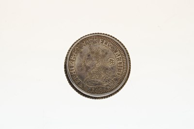 Lot 336 - Elizabeth I silver shilling, 1562, in a white metal mount