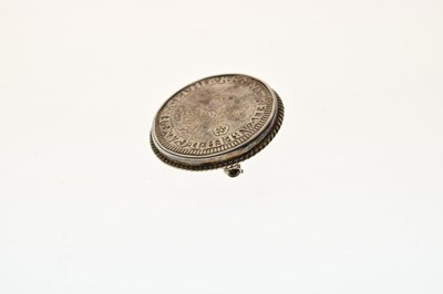 Lot 336 - Elizabeth I silver shilling, 1562, in a white metal mount