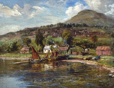 Lot 427 - Herbert Royle, (1870-1958)  - Oil on canvas - ‘The Ferry, Loch Torridon’