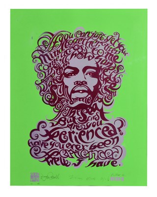 Lot 666 - Screen Prince - Calligrame screenprint - Jimi Hendrix, 2007