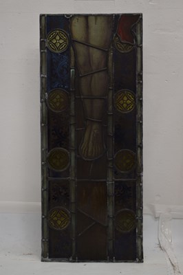 Lot 238 - Monumental Ecclesiastical stained and painted leaded glass six-panel Crucifixion window