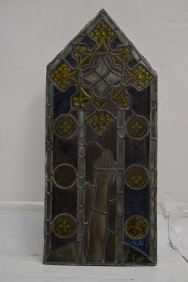 Lot 238 - Monumental Ecclesiastical stained and painted leaded glass six-panel Crucifixion window