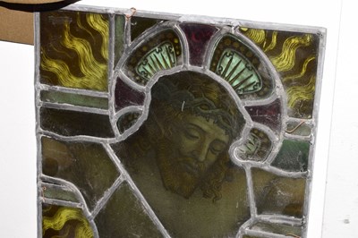 Lot 238 - Monumental Ecclesiastical stained and painted leaded glass six-panel Crucifixion window