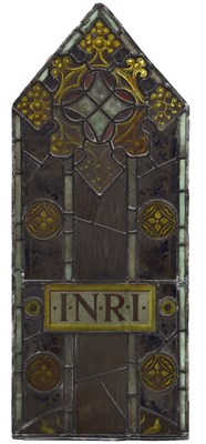 Lot 238 - Monumental Ecclesiastical stained and painted leaded glass six-panel Crucifixion window