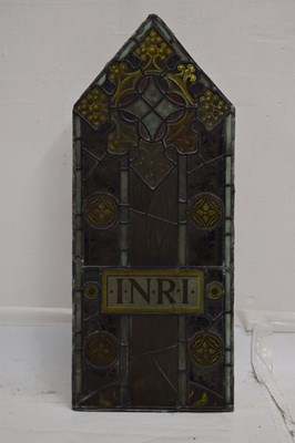 Lot 238 - Monumental Ecclesiastical stained and painted leaded glass six-panel Crucifixion window