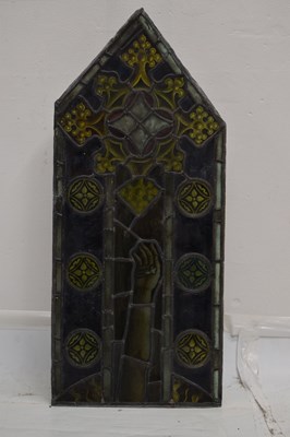 Lot 238 - Monumental Ecclesiastical stained and painted leaded glass six-panel Crucifixion window