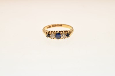 Lot 37 - Sapphire and diamond 18ct gold boat head ring