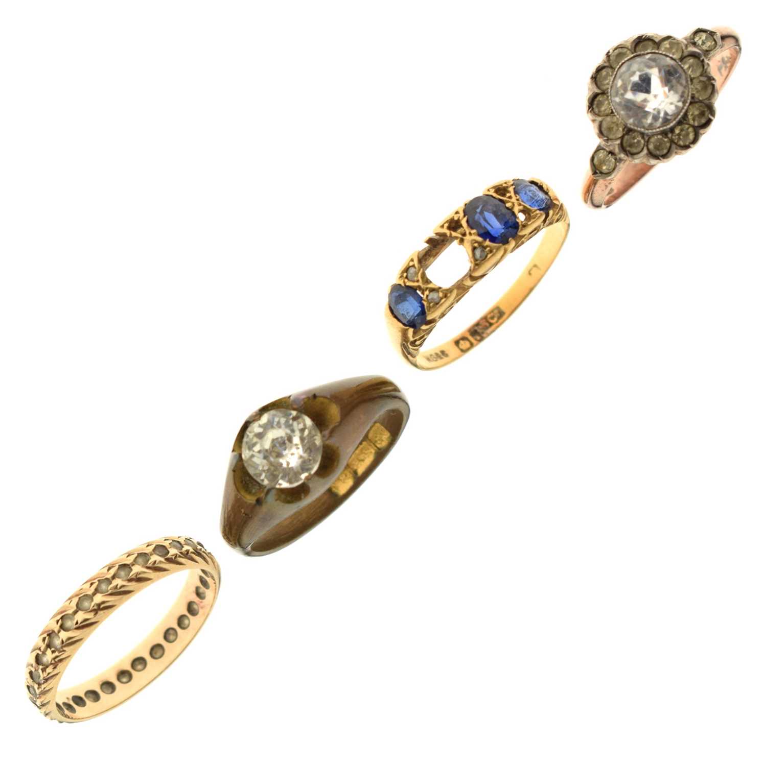 Lot 64 Sapphire and diamond 18ct yellow boat head