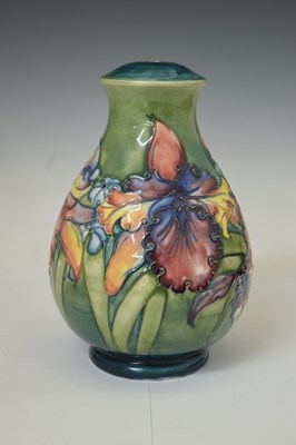 Lot 492 - Moorcroft - 'Orchid' pattern table lamp of baluster form
