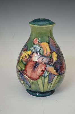 Lot 492 - Moorcroft - 'Orchid' pattern table lamp of baluster form