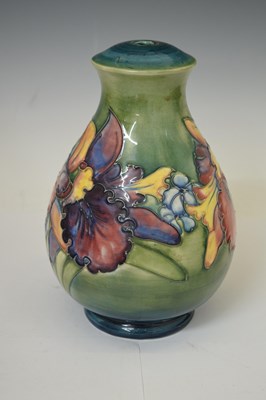 Lot 492 - Moorcroft - 'Orchid' pattern table lamp of baluster form