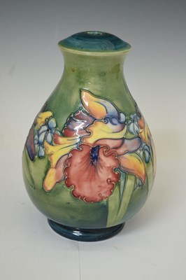 Lot 492 - Moorcroft - 'Orchid' pattern table lamp of baluster form