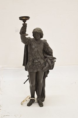 Lot 469 - Early 20th century spelter figural lamp of a cavalier