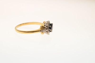 Lot 44 - Sapphire and diamond illusion set cluster ring