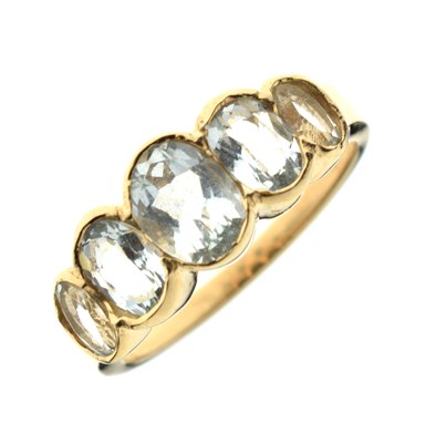 Lot 48 - Aquamarine 9ct gold five-stone ring