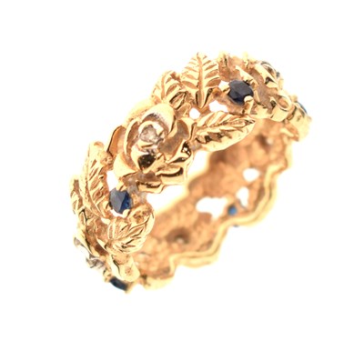 Lot 5 - Sapphire and diamond '14K' gold ring