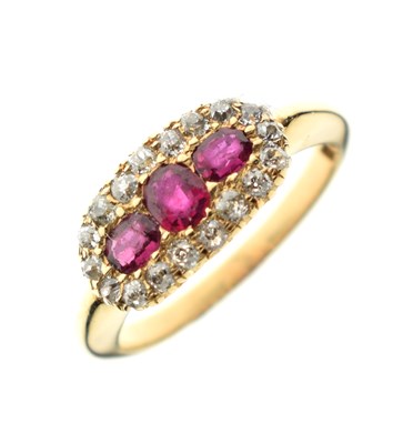 Lot 40 - Ruby and diamond cluster ring