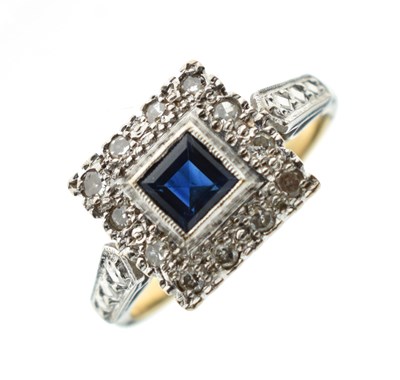 Lot 31 - Sapphire and diamond 18ct yellow and white gold ring