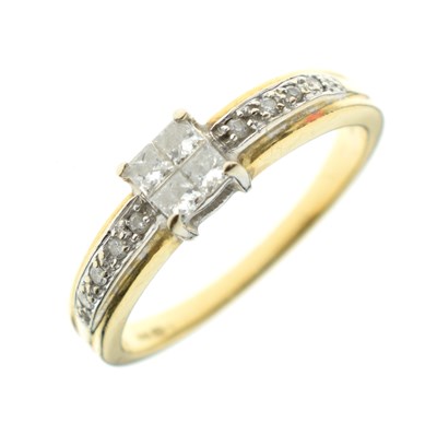 Lot 23 - 18ct gold invisible set princess cut diamond ring