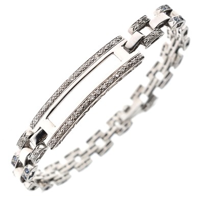 Lot 169 - French sapphire and diamond 18ct white gold bracelet