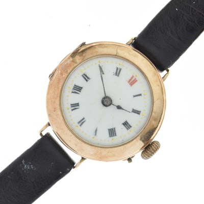 Lot 168 - Early 20th century 9ct gold cased wristwatch