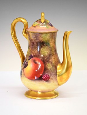 Lot 343 - Royal Worcester porcelain fruit-painted coffee pot, J. Smith