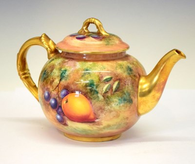 Lot 344 - Royal Worcester porcelain fruit-painted teapot, J. Cook