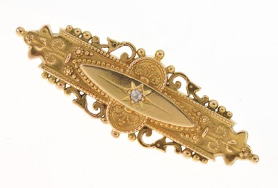 Lot 106 - 19th century brooch set single diamond, stamped '15ct'