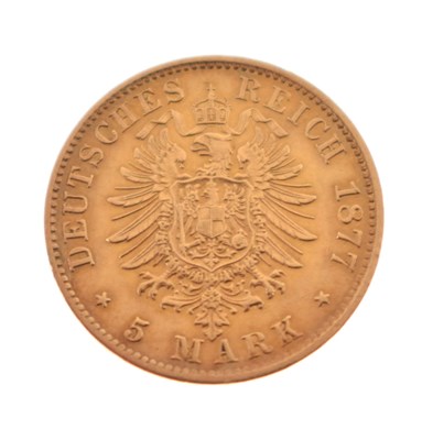 Lot 327 - German five mark Deutsches Reich coin, 1877