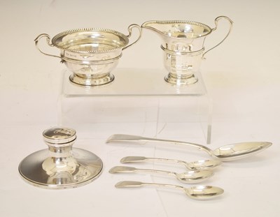 Lot 282 - Elizabeth II silver cream jug and twin handled sugar bowl, etc