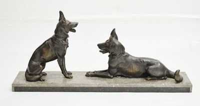 Lot 463 - Art Deco bronzed figure group of Alsatians/German Shepherds