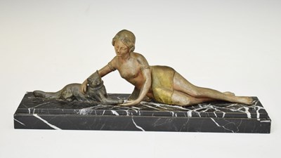 Lot 464 - After Georges Lucien Vacossin (1870-1942) - Art Deco style spelter lady