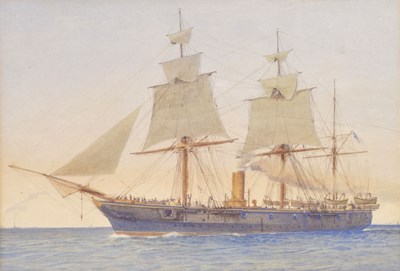 Lot 417 - William Frederick Mitchell (1845-1914) - Watercolour - 'HMS Ruby, 1890'