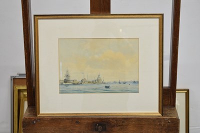 Lot 634 - Fred T. Jane - Watercolour - 'HMS Hecate' and Kenneth Allington Yockney - Watercolour - 'View of Portsmouth Harbour'