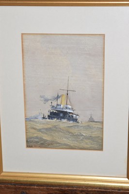 Lot 634 - Fred T. Jane - Watercolour - 'HMS Hecate' and Kenneth Allington Yockney - Watercolour - 'View of Portsmouth Harbour'