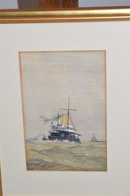 Lot 634 - Fred T. Jane - Watercolour - 'HMS Hecate' and Kenneth Allington Yockney - Watercolour - 'View of Portsmouth Harbour'