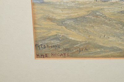 Lot 634 - Fred T. Jane - Watercolour - 'HMS Hecate' and Kenneth Allington Yockney - Watercolour - 'View of Portsmouth Harbour'